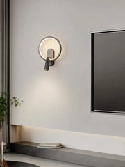 Modern black and silver wall lamp with adjustable spotlight for focused illumination featuring sleek matte finish decorbites brass copper led
