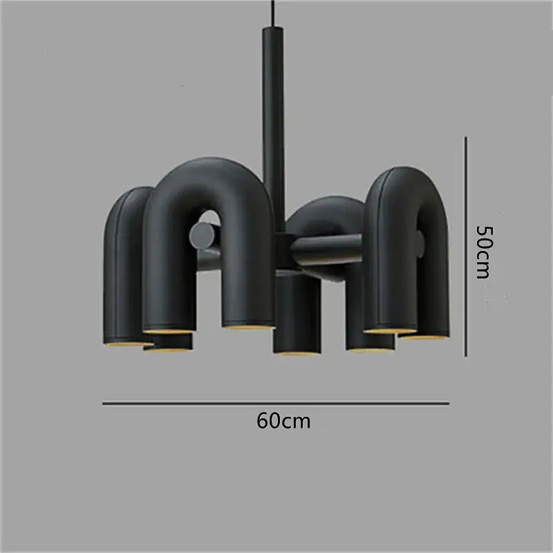 Modern black matte tube wall lamp with curved pipe arms and cylindrical light fixtures for minimalist bedroom sconce