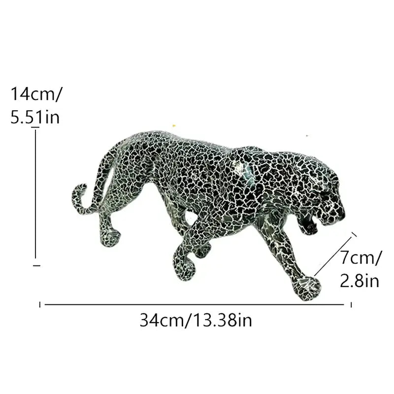 Modern black and silver mosaic leopard panther sculpture with detailed spotted pattern decorbites leopard panther decor