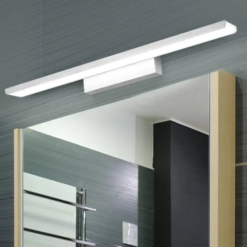Modern black silver rectangle bathroom wall vanity light aluminum with sleek white led design mounted above mirror