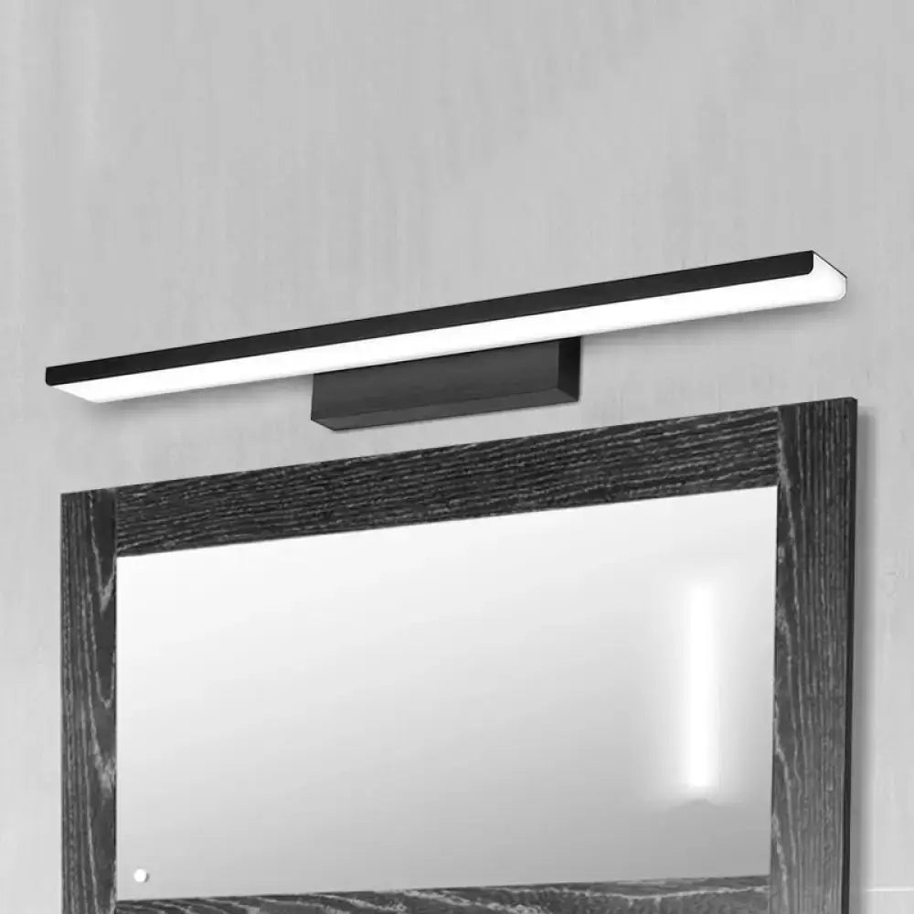 Modern black silver rectangle bathroom wall vanity light aluminum with sleek design and white illuminated panel