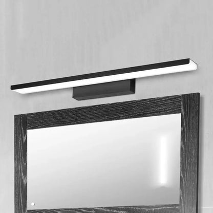 Modern black silver rectangle bathroom wall vanity light aluminum with sleek design and white illuminated panel