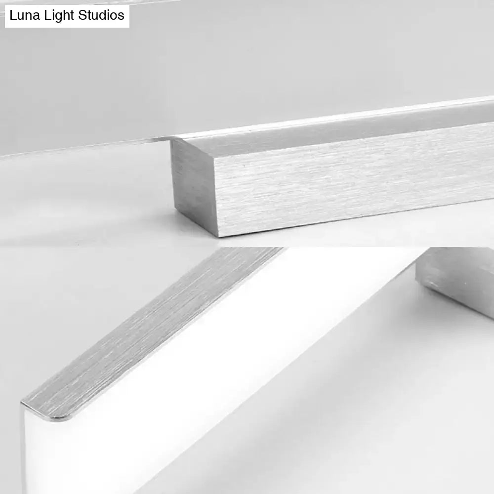 Silver brushed aluminum picture frame edge trim on modern black silver rectangle bathroom wall vanity light aluminum