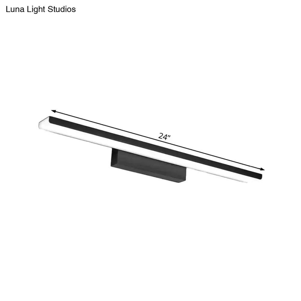 Modern black silver rectangle bathroom wall vanity light aluminum with 24-inch LED wall-mounted fixture design