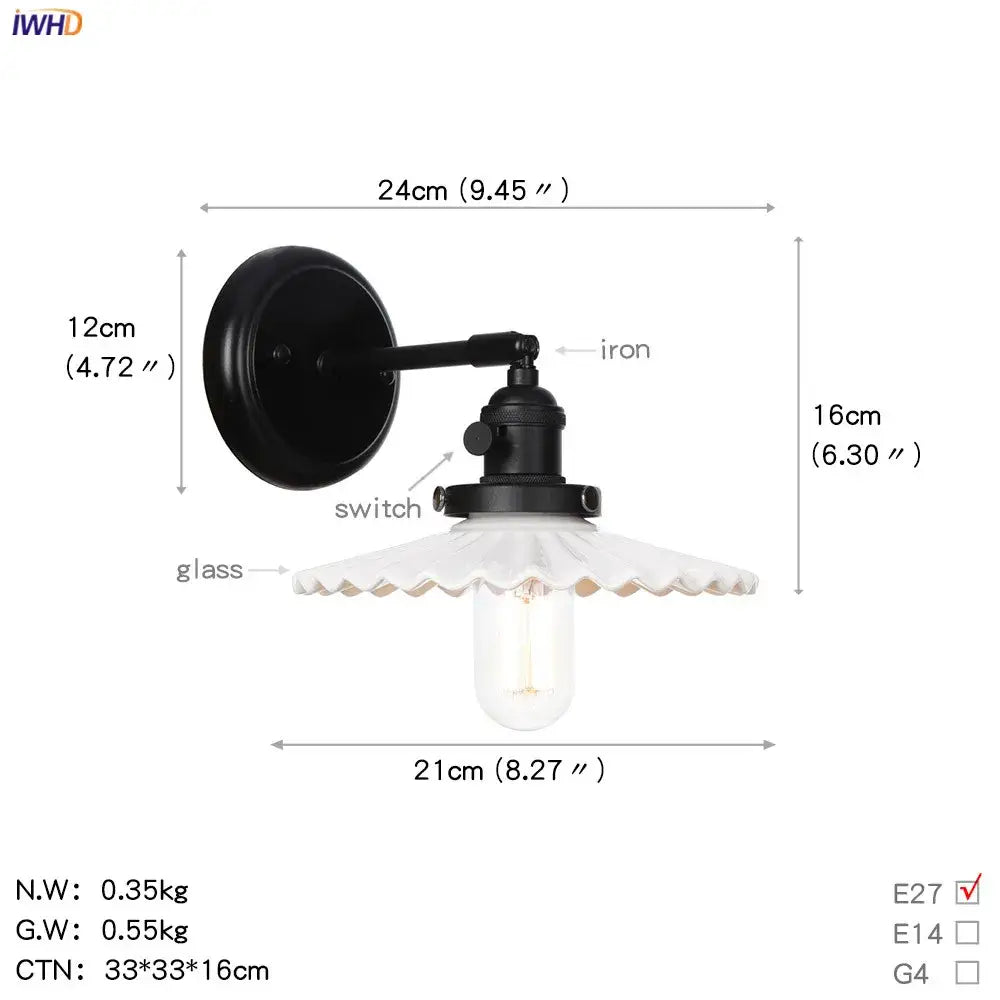 Modern black smoked glass ball wall sconce with white scalloped glass shade and exposed edison bulb for decorbites glass ball wall decor