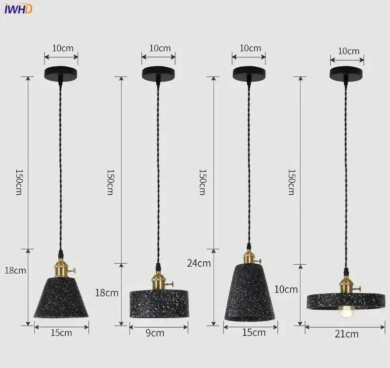 Modern black speckled cement pendant lamp with brass accents and black cord ideal for kitchen decorbites cement pendant