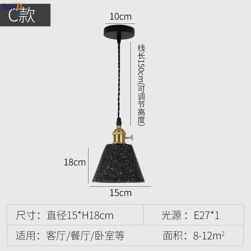 Modern black speckled cement pendant lamp with brass accent and adjustable black cord decorbites cement pendant for kitchen decor