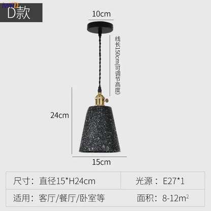 Modern black speckled cement pendant lamp with brass accent and adjustable black cord by decorbites cement pendant