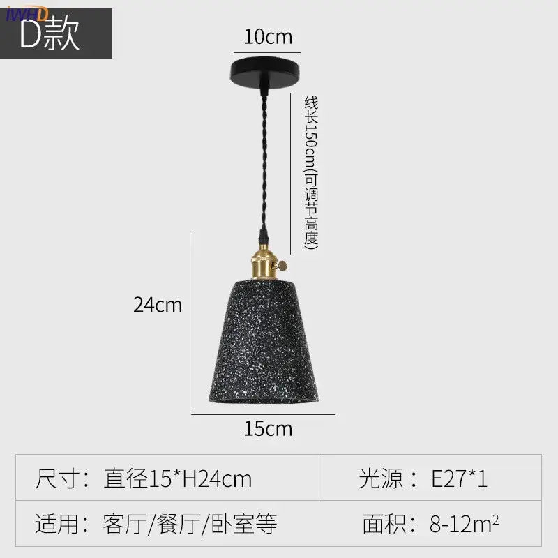 Modern black speckled cement pendant lamp with brass accent and adjustable black cord by decorbites cement pendant