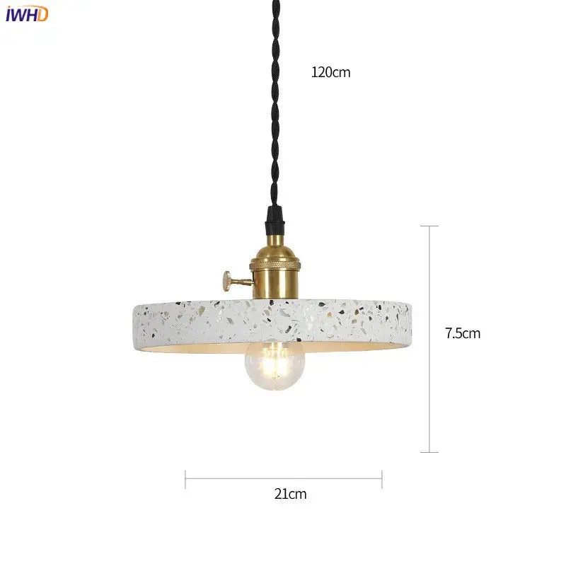 Modern black speckled cement pendant lamp with white terrazzo shade brass hardware and black twisted cord by decorbites cement pendant