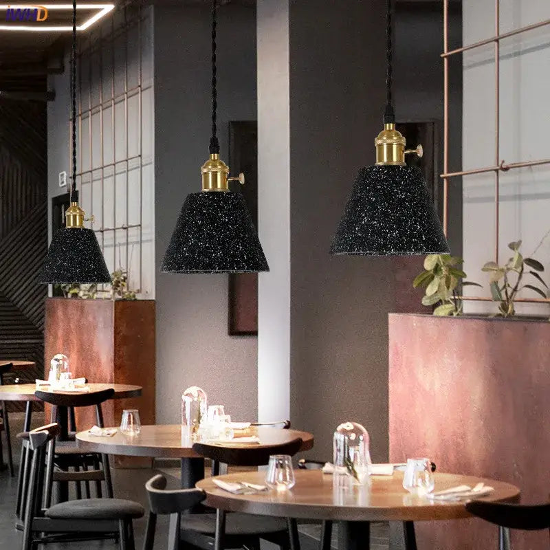 Modern black speckled cement pendant lamp with brass accent for kitchen decorbites cement pendant lighting