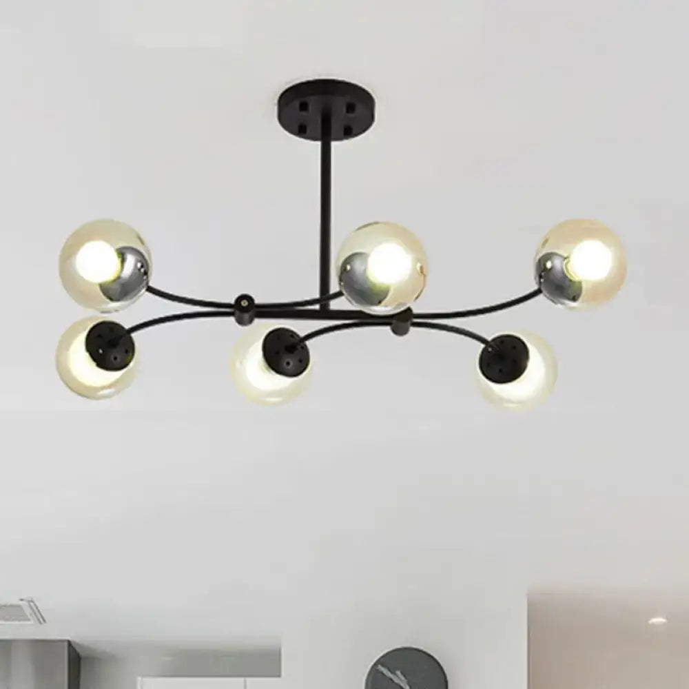 Decorbites™ modern black metal shade buffet chandelier with six glass sphere lights for 220v-240v, 110v-120v use