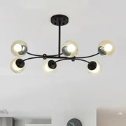 Decorbites™ modern black metal shade buffet chandelier with six glass sphere lights for 220v-240v, 110v-120v use