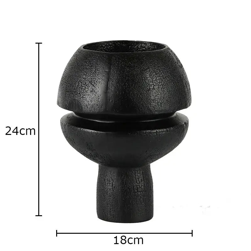 Modern decorbites black spherical textured ceramic vase with rounded top and flared base for living room decor