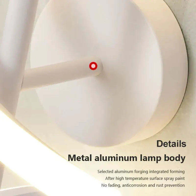 Modern black spiral led wall lamp featuring a white metal aluminum body with a sleek circular design and smooth finish