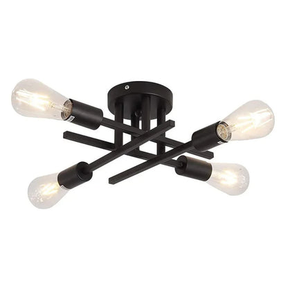 Modern Black Sputnik Chandelier Flush Mount - Chandelier
