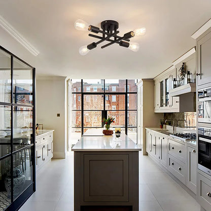 Modern Black Sputnik Chandelier Flush Mount - Chandelier