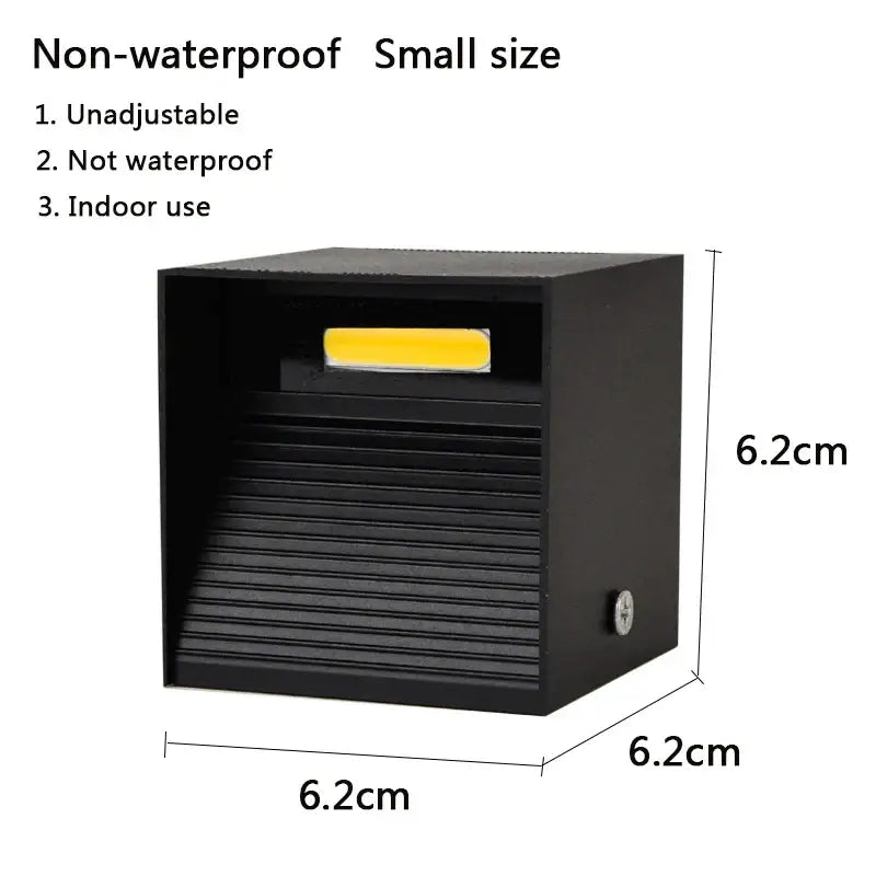 Modern black square 12w cob led wall lamp with yellow illuminated strip and horizontal slats for living room decorbites 12w cob