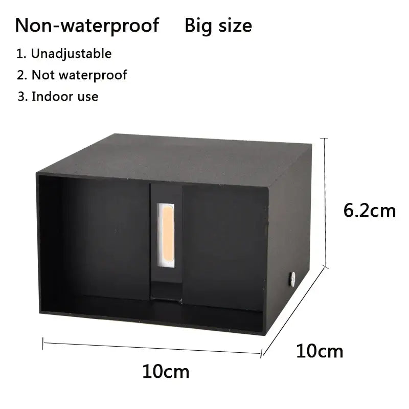 Modern black rectangular wall lamp with slim illuminated panel 12w cob led 10cm x 10cm x 6.2cm decorbites 12w cob