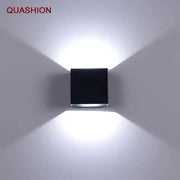 Modern black square 12w cob led wall lamp with sleek metallic base emitting bright focused beams for living room decorbites 12w cob led