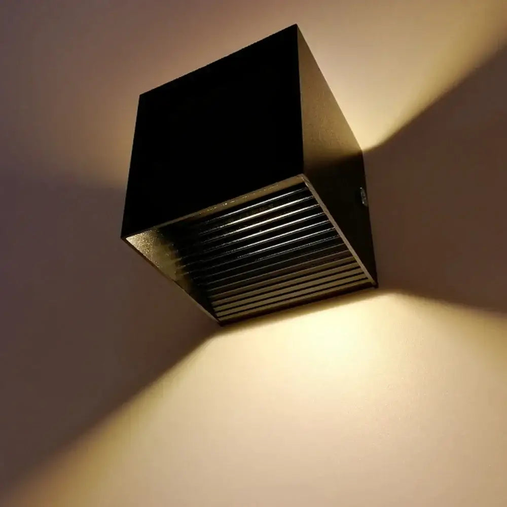 Modern black square 12w cob led wall lamp with metallic grille front for living room decorbites 12w cob LED lighting