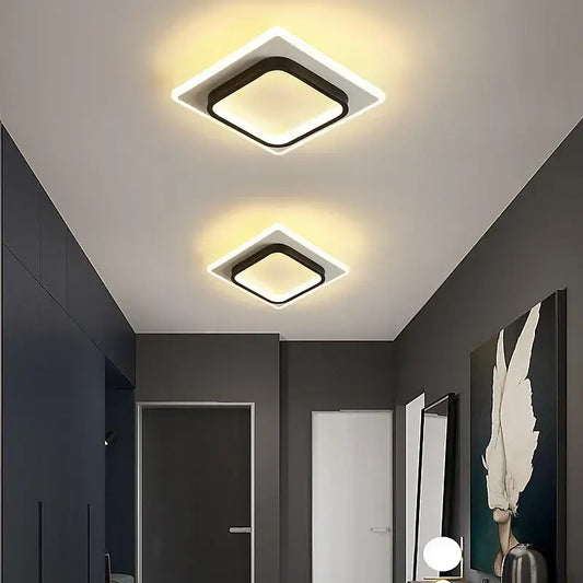 Modern black square led ceiling lamp with glowing white edges featuring a sleek frame for bedroom lighting decorbites led ceiling