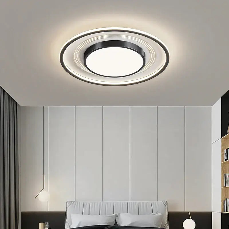 Modern black square led ceiling light with sleek circular design and dimming feature for living room decorbites led ceiling
