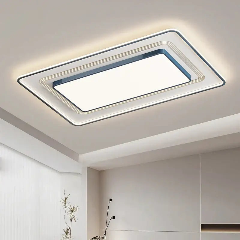 Modern black square led ceiling light with sleek silver frame and layered warm white led strips for living room decorbites led ceiling