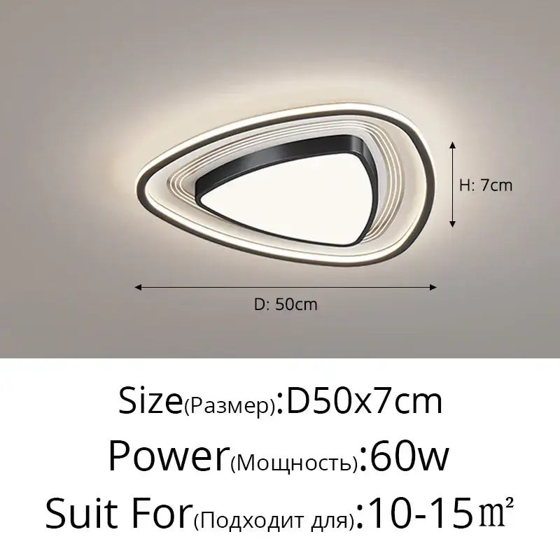 Modern black square led ceiling light with teardrop brushed metal rings and black accents for living room decorbites led ceiling