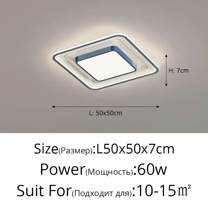 Modern black square led ceiling light with silver metallic frame and frosted glass panel for living room decorbites led ceiling