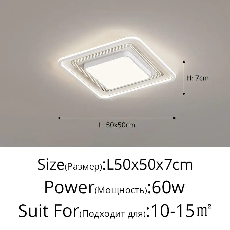 Modern black square led ceiling light with layered recessed design and sleek frame for living room decorbites led ceiling