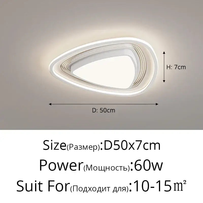 Modern black square led ceiling light with dimming feature and white concentric oval rings decorbites led ceiling light