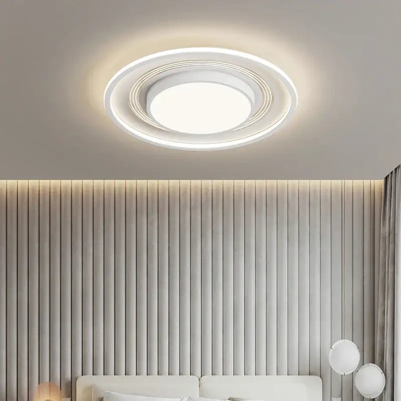 Modern black square led ceiling light with concentric rings and soft glowing center for living room decorbites led ceiling