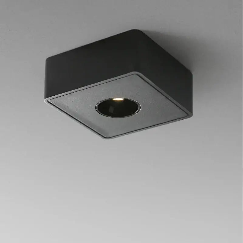 Modern black square led ceiling light with matte finish and central circular lens for living room decorbites 12w fixture