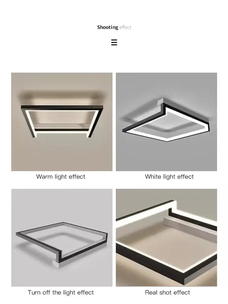 Modern decorbites black square led smart chandelier with a sleek black frame and warm or white illuminated edges for living room decor