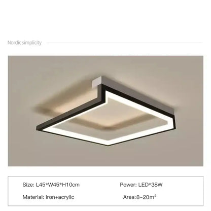 Modern black square led smart chandelier with sleek black frame and bright white led illumination for living room decorbites black square
