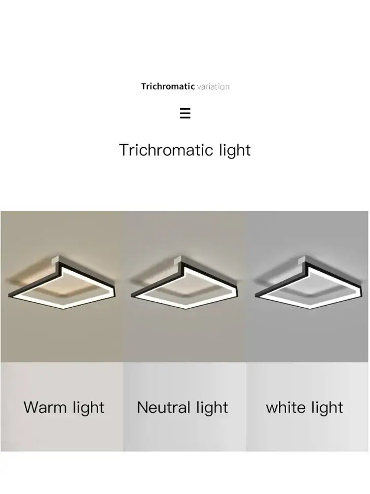 Modern black square led smart chandelier with sleek frame and trichromatic lighting for living room decorbites black square