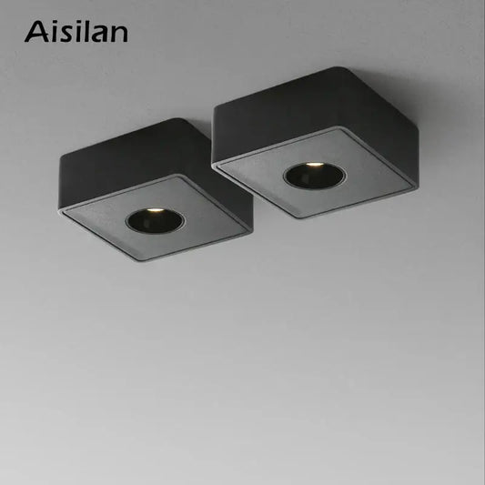 Modern black square led surface mount ceiling light with recessed circular fixtures for bedroom decorbites led surface