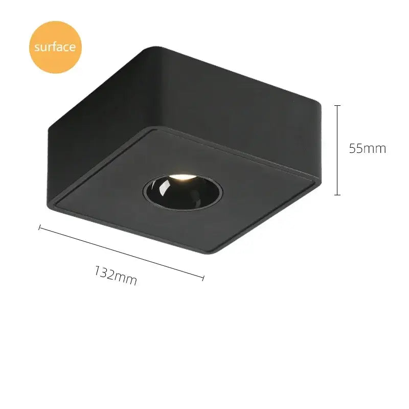 Modern black square led surface mount ceiling light fixture with sleek design and central illuminated bulb for bedroom decorbites led surface