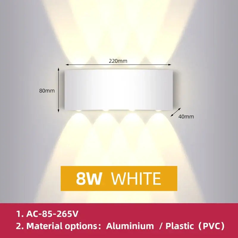 Modern black square led wall light featuring a white rectangular wall light with three downward beams in aluminum or pvc decorbites led wall