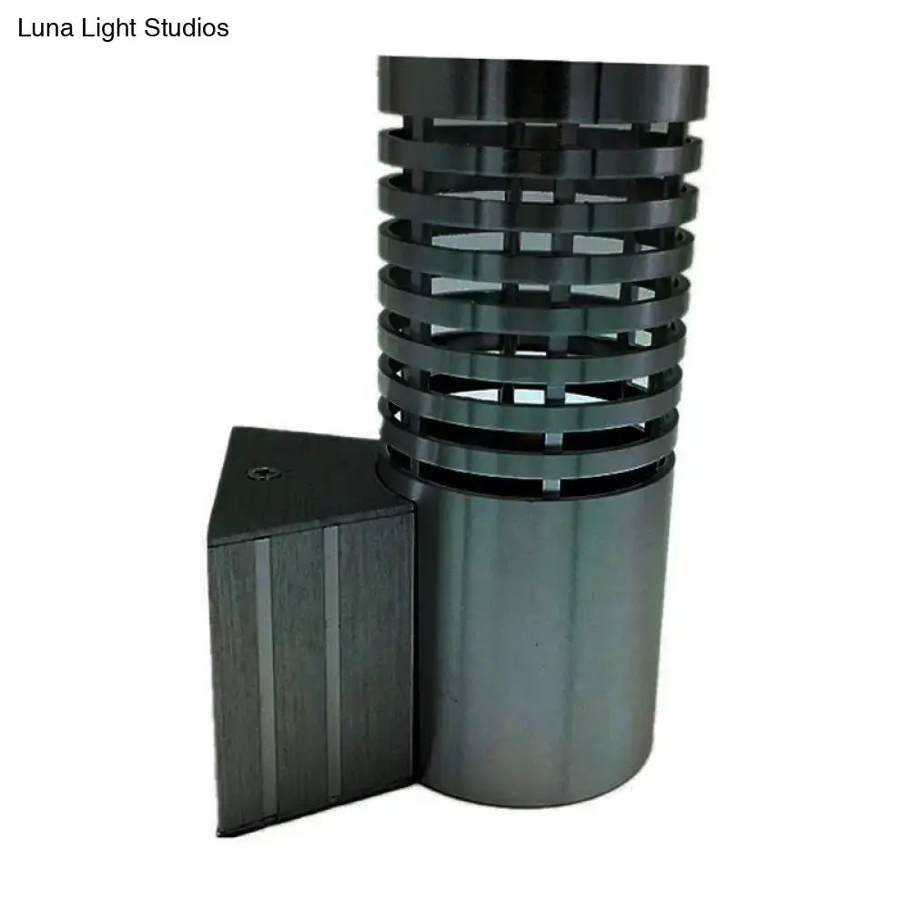 Modern black stacked ring wall lamp kit outdoor sconce with matte metal body and chrome finish for exterior lighting