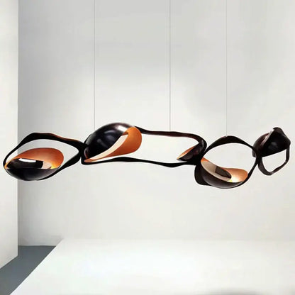 Modern black stainless steel abstract chandelier with copper-toned flowing forms for living room decorbites black stainless decor