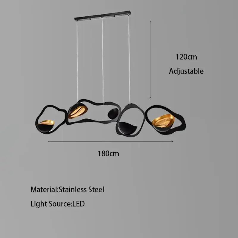 Modern black stainless steel abstract chandelier with gold accents for living room decorbites black stainless steel lighting