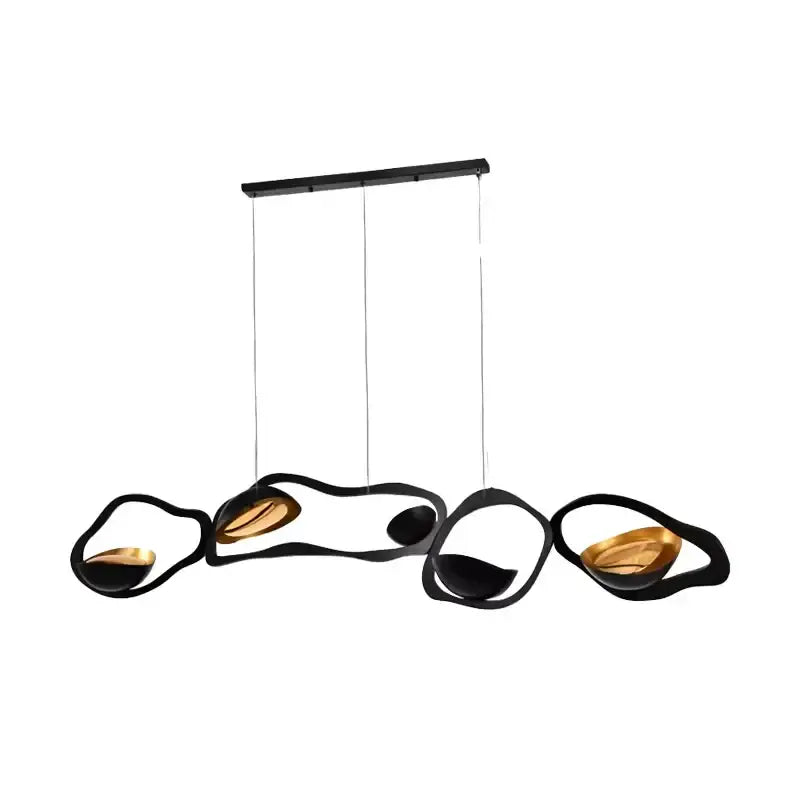 Modern black stainless steel abstract chandelier with gold organic flowing shapes for living room decorbites black stainless steel