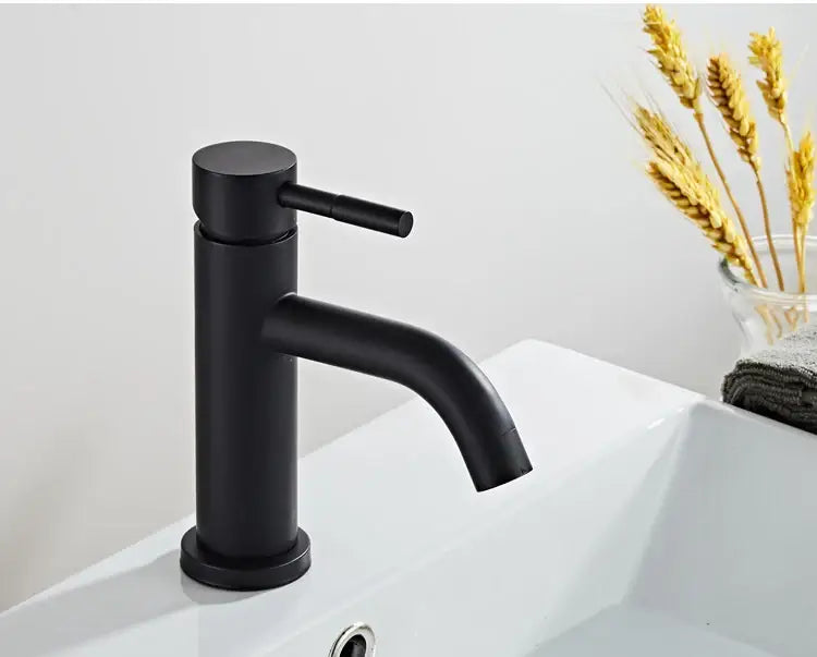 Modern black stainless steel basin faucet with matte finish and curved spout for bathroom sink decorbites black stainless