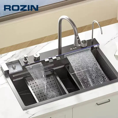 Black Stainless Waterfall Sink