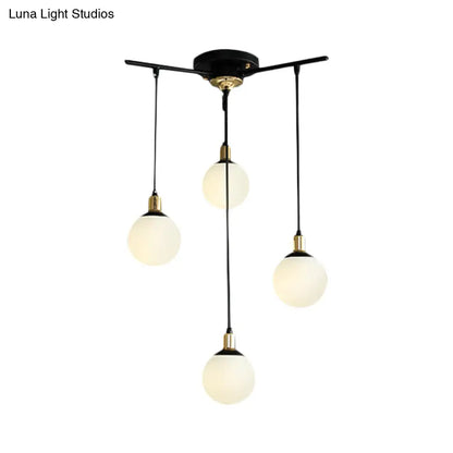 Lámpara de araña moderna negra con forma de estrella y cristal opalino - Elegante lámpara colgante para dormitorio - 4/7/9 luces