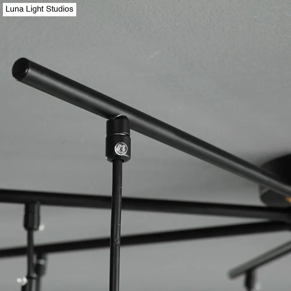 Lámpara de araña moderna negra con forma de estrella y cristal opalino - Elegante lámpara colgante para dormitorio - 4/7/9 luces