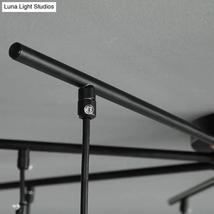 Lámpara de araña moderna negra con forma de estrella y cristal opalino - Elegante lámpara colgante para dormitorio - 4/7/9 luces