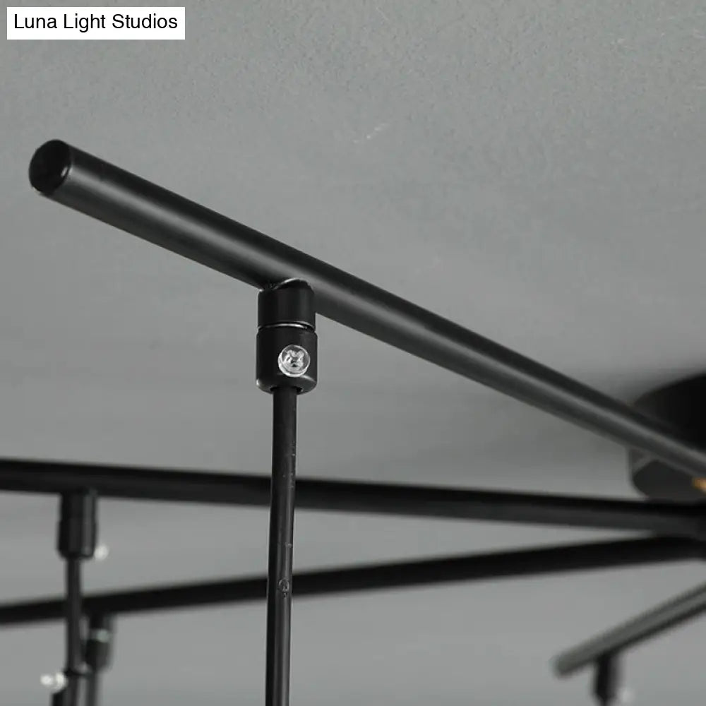 Lámpara de araña moderna negra con forma de estrella y cristal opalino - Elegante lámpara colgante para dormitorio - 4/7/9 luces